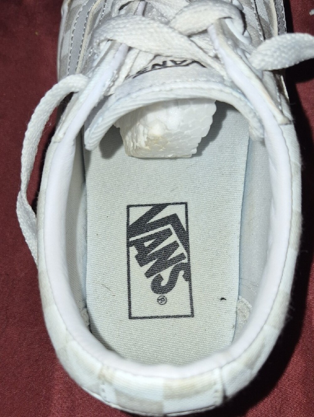 Vans White/Cream Checkerboard Low Top Sneakers - Picture 4 of 11